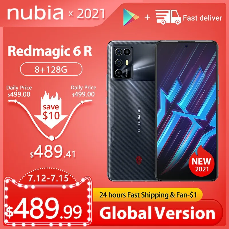 

Новая глобальная версия оригинальный Nubia рамка RedMagic 6R 5G сотовый телефон 6,67 ''amoled Snapdragon 888 Octa Core игровой смартфон 64MP Камера