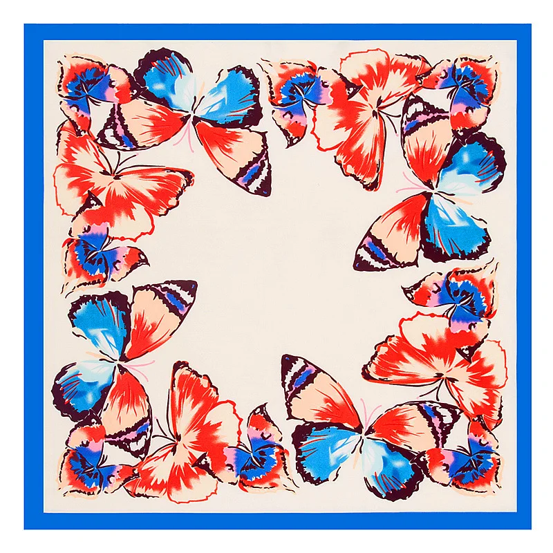 Шелковый платок Twill Luxury Brand Women размером 60*60 см с принтом бабочек, головной убор, новая мода, маленький квадратный шарф ML20.