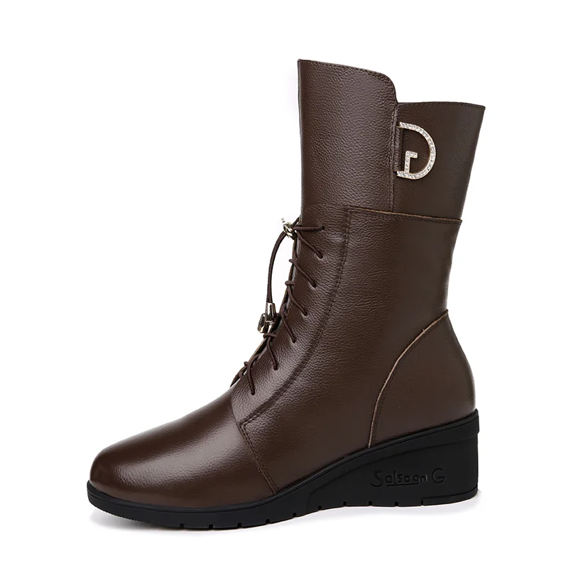 

Round Toe Wedge Heel Boots, Solid Color Women'S Boots With Side Zipper, Women'S Platform Shoes