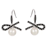 zircon bow shaped pearl earrings women earrings fashion banquet engagement earrings customized for women gift for girlfriend
