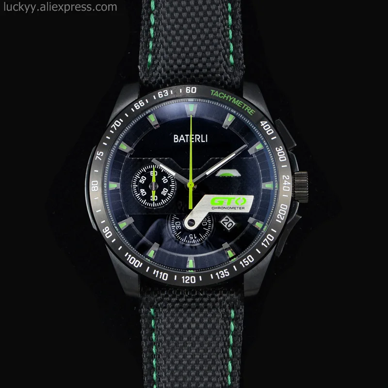 Новые мужские часы японские VK хронограф движение Кварцевые черные наручные