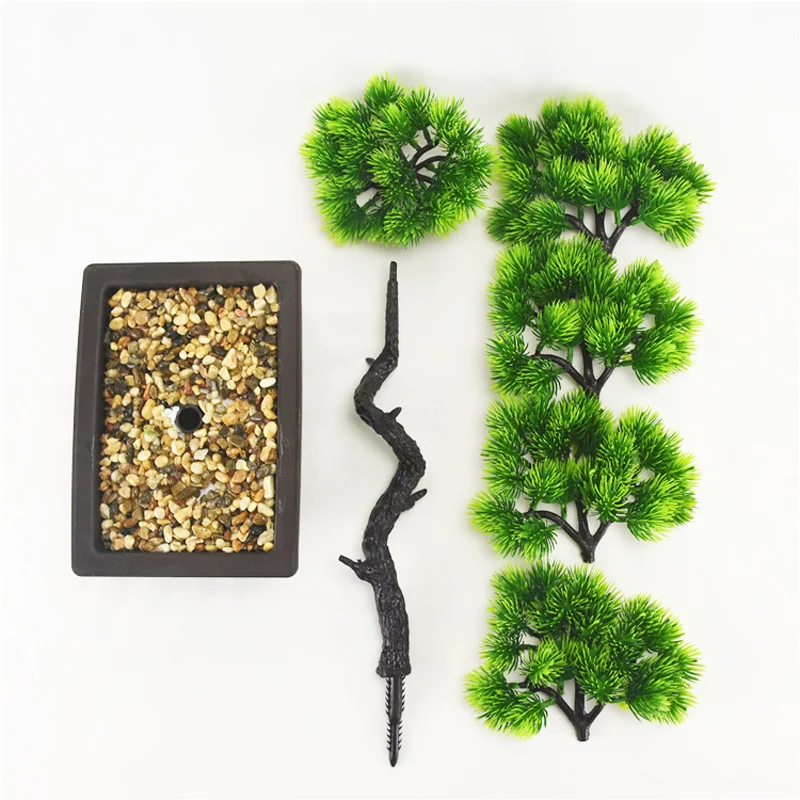 40 см 5 вилок Большая искусственная сосна бонсай пластиковое дерево в горшке
