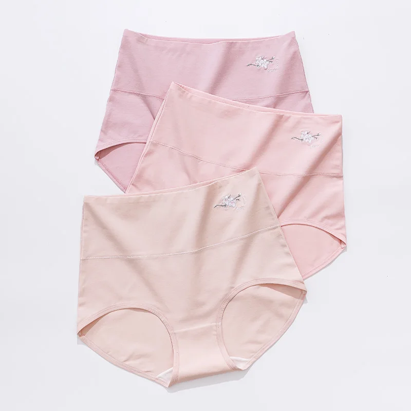 Women's underwear women's cotton antibacterial high waist cotton crotch summer thin section breathable fat mm large size triangl