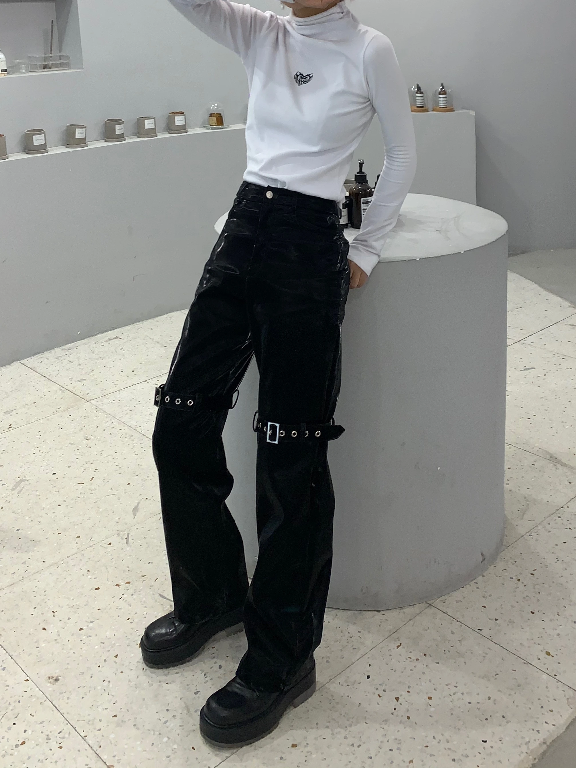 

Track Black Pants Korean Harajuku Sweatpant Trouser Bottom Rock Punk Patchwork Metal Zipper Jogger Hip-hop Harem