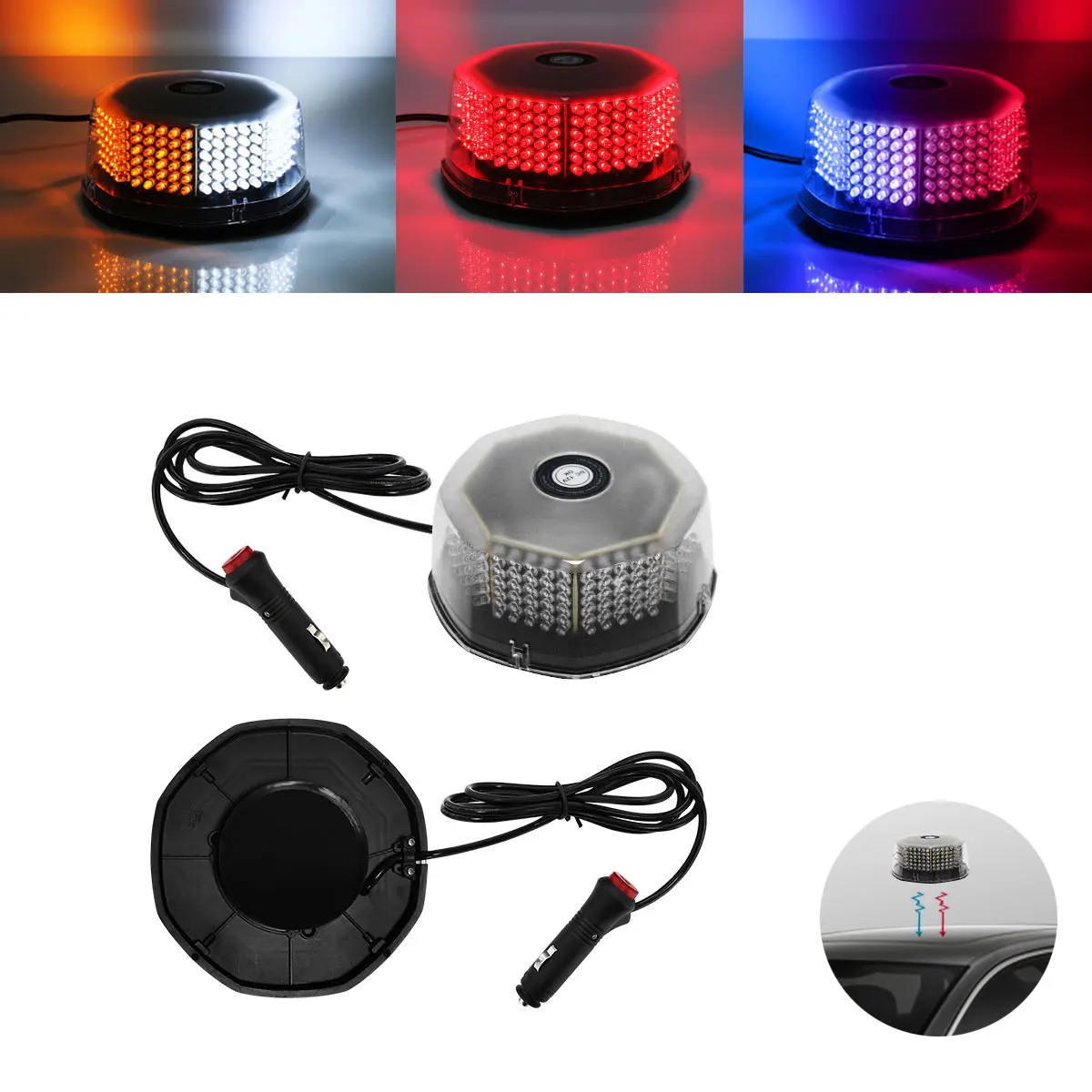 

Car Strobe Warning Lights Magnetic Mounted Flashing Emergency Beacon Roof Waterproof 240 LED Bulbs for Roof Truck Signal Lamp
