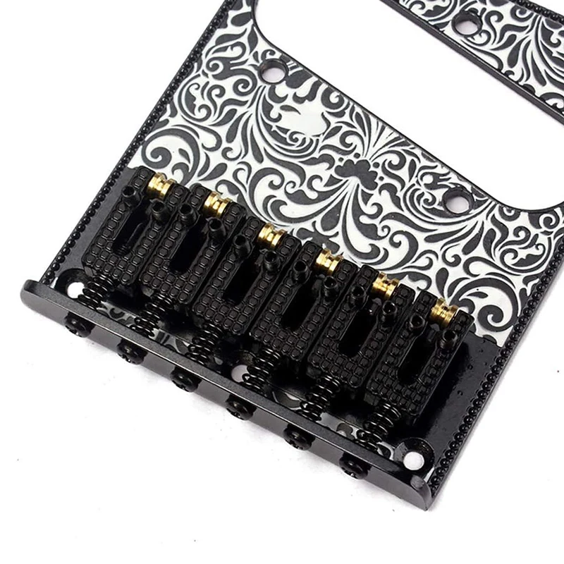 

Metal Carving Electric Guitar Saddle Bridge Pickup Slot Set for Telecaster Guitar Replacements, Black