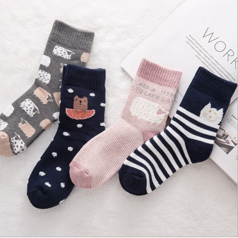 Женские зимние носки плотные теплые из кроличьей шерсти для женщин Термальность