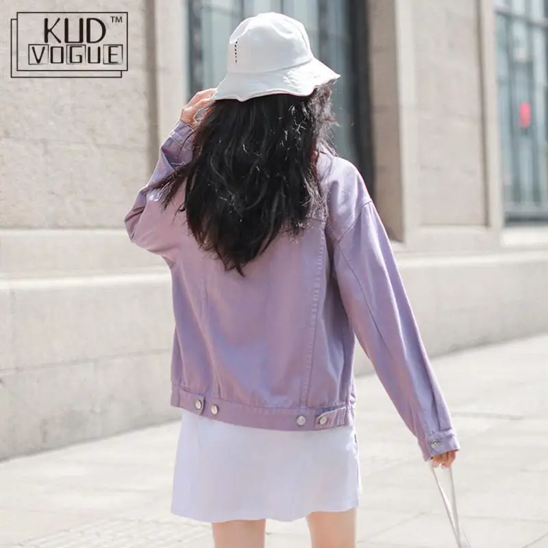 Женская джинсовая куртка желтая фиолетовая белая и пальто женская повседневная