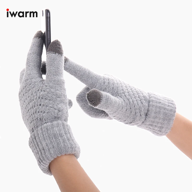 Iwarm перчатки для сенсорного экрана осень зима женские вязаные улицы теплые