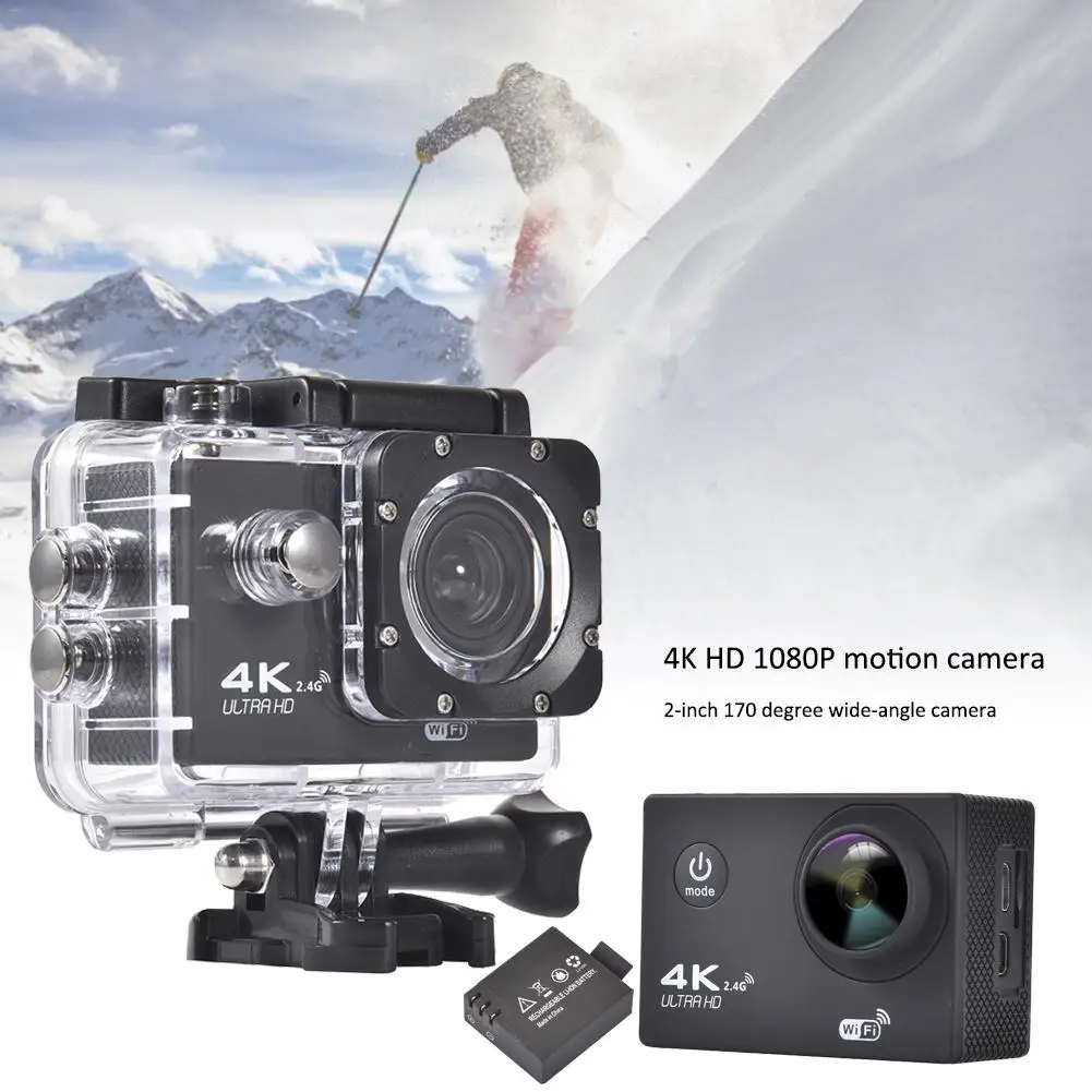 Экшн-камера 4K Ultra HD 1080 P 2 дюйма 170 градусов широкоугольная водонепроницаемая 12 Мп
