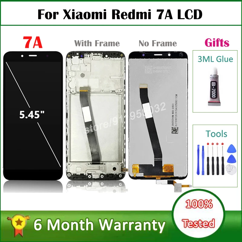 Протестированный ЖК-дисплей 5,45 дюйма для Xiaomi Redmi 7A, сенсорный экран с дигитайзером для Redmi 7A, MZB7995IN, M1903C3EG, M1903C3EH, ЖК-дисплей с рамкой
