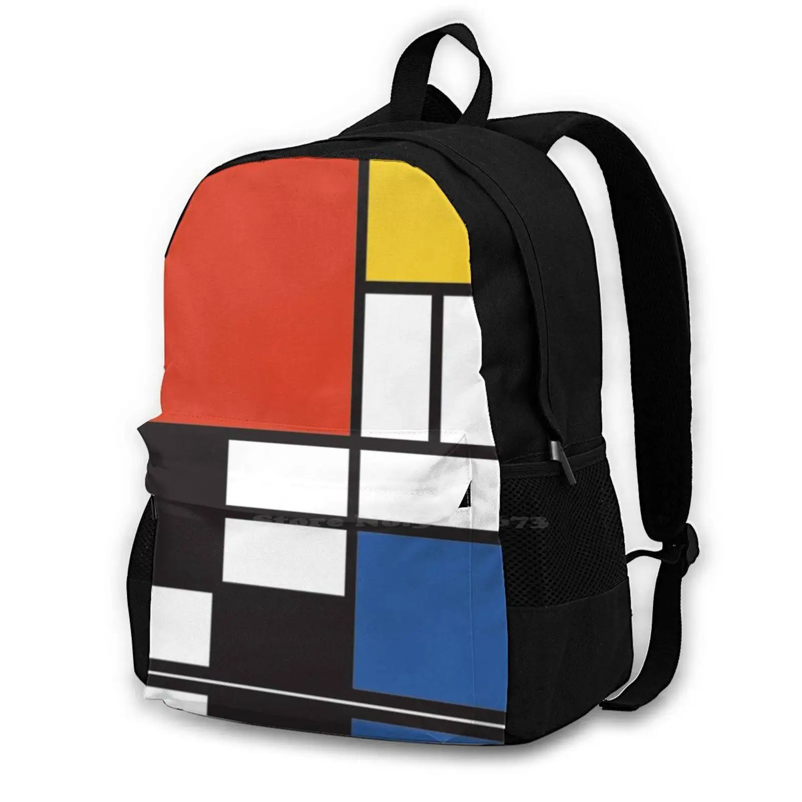 

Piet Mondrian Composition In Yellow Red Blue Teen College Student Backpack Laptop Travel Bags Exhibition Retro Vintage Graphic
