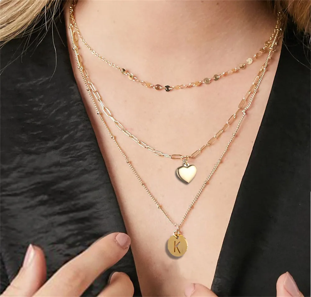 Цепочка с подвеской Алфавит Женская ожерелье из нержавеющей стали кулоном в