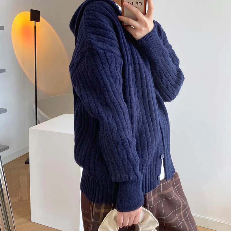 

Spring and autumn women's casual solid color V-neck long-sleeved cardigan sweater