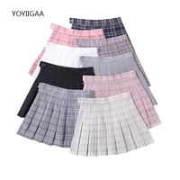 fashion women skirts high waisted female pleated skirt summer harajuku woman plaid mini skirts sweet kawaii ladies short skirt