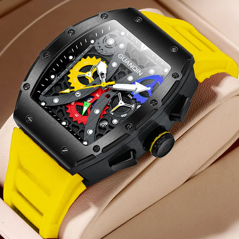 

Роскошные часы männer mechanische armbanduhren с автоматическим механизмом, сапфир, водонепроницаемый чехол tonneau с черепом, многофункциональный дизайн