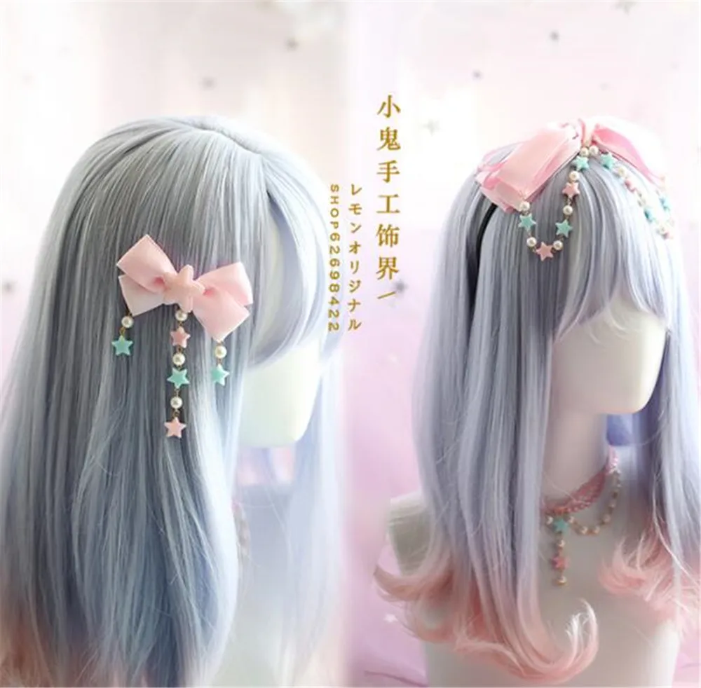 Заколка для волос с жемчугом и бантом B498 в готическом стиле|Аксессуары костюмов| |