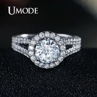 umode luxury round cz crystal wedding rings for women femme engagement finger rings girls bridal jewelry fashion gifts ur0021