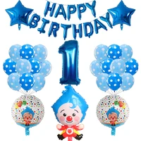 39pcsset plim clown foil number balloons latex air globos children baby shower birthday party decorations kids inflatable toys