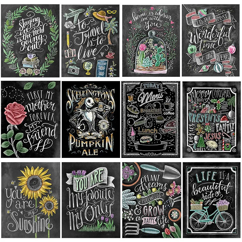 

Diamond Painting 5D Diamonds DIY Blackboard Cross Stitch Full Square Drill Embroidery Colorful Handmade Home Room Wall Decor