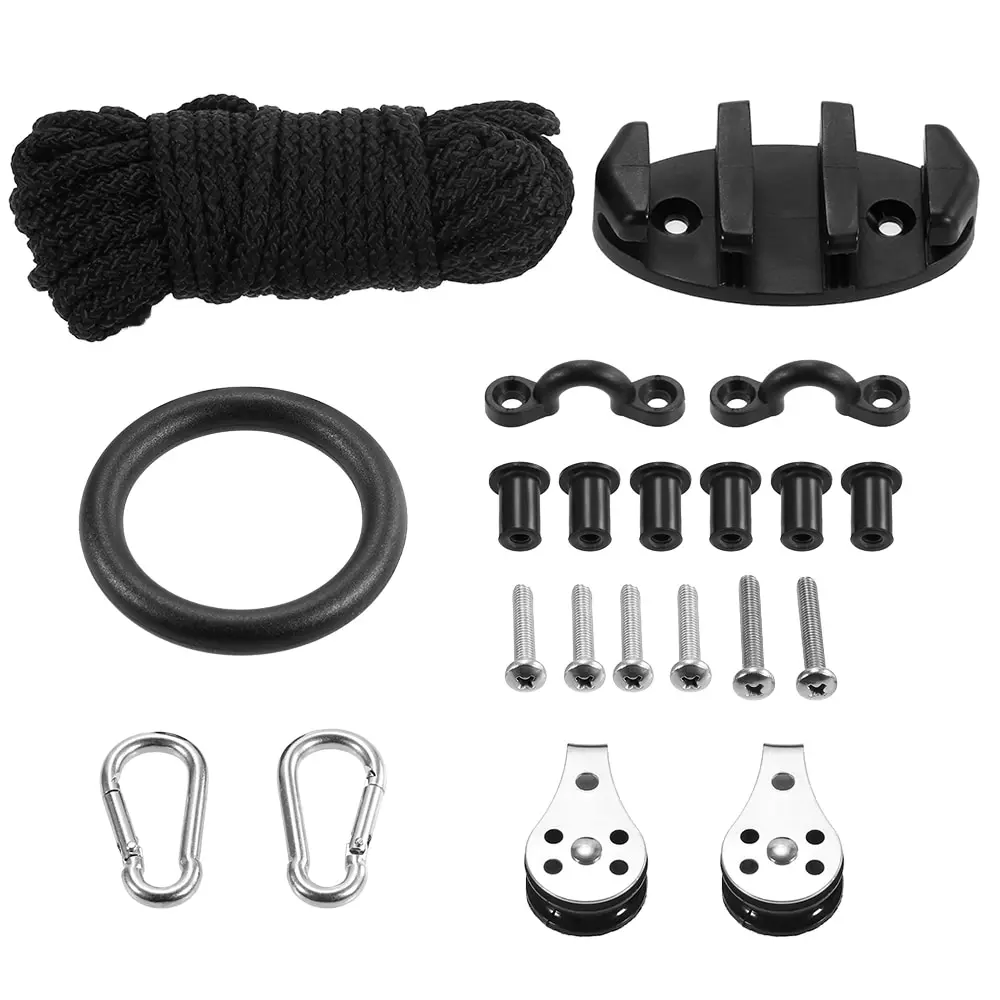 

21PCS Kayak Canoe Anchor Trolley Kit Zig Zag Cleat Rigging Ring Pulleys Padd Eyes Wellnuts Screws Kayak Accessories