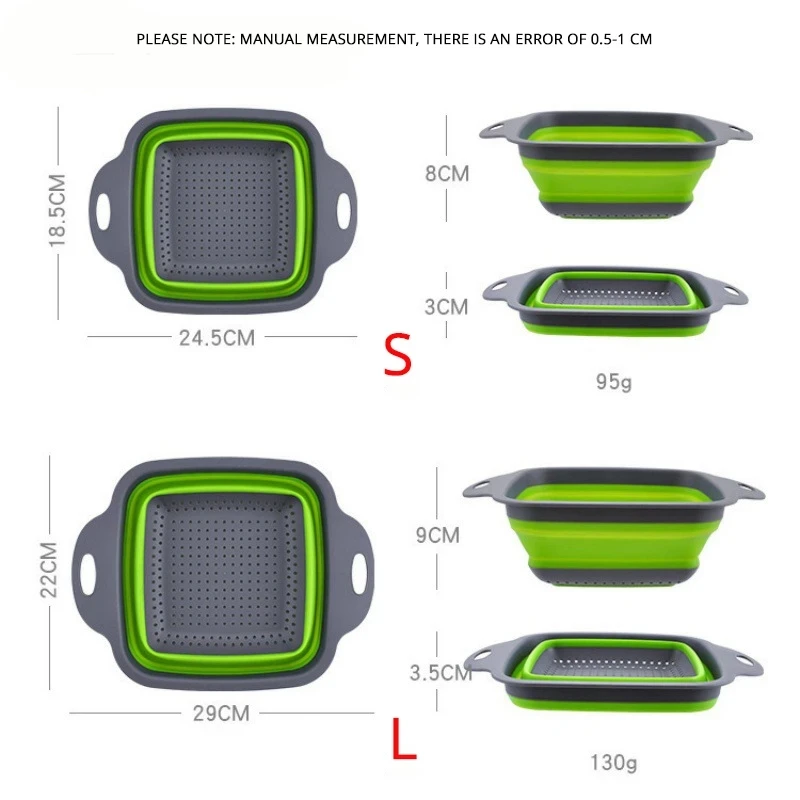 folding drain basket silicone kitchen fruit vegetable colander dish drainer washing basket strainer kitchen tool storage gadgets free global shipping