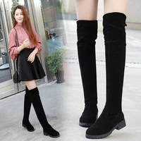 2021 fallwinter over the knee boots stretch cloth stovepipe long tube womens boots martin boots increase in womens shoes