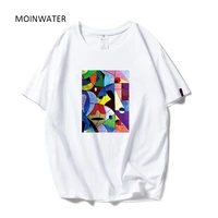 moinwater brand new women colorful print t shirts white black cotton tees lady high street comfortable casual tops mt1978