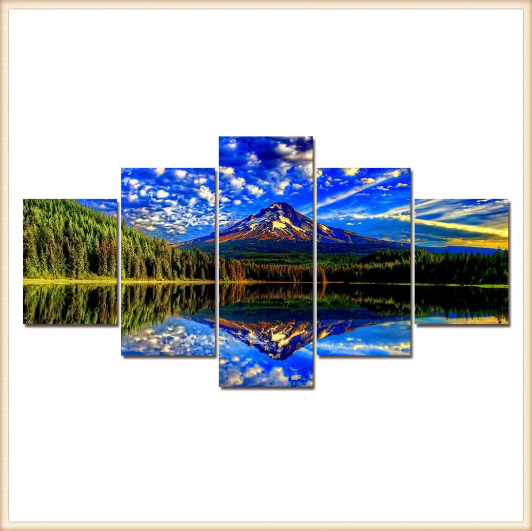 

HD 5 Pieces Scenic Snow-capped and Lakes Pictures Posters Wall Art Home Decor for Living Room Painting Wall Art Anime Poster