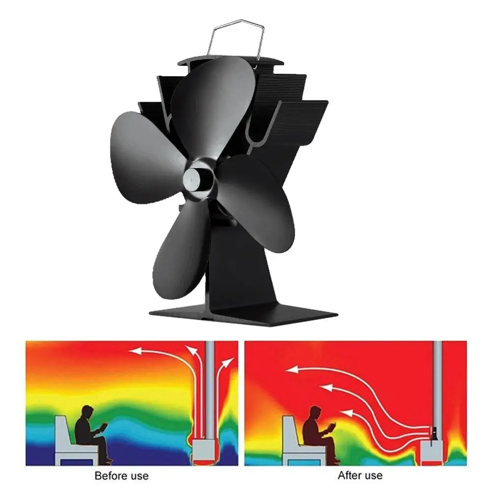 Вентилятор для камина с 4 лопастями экологически чистый бесшумный точечный