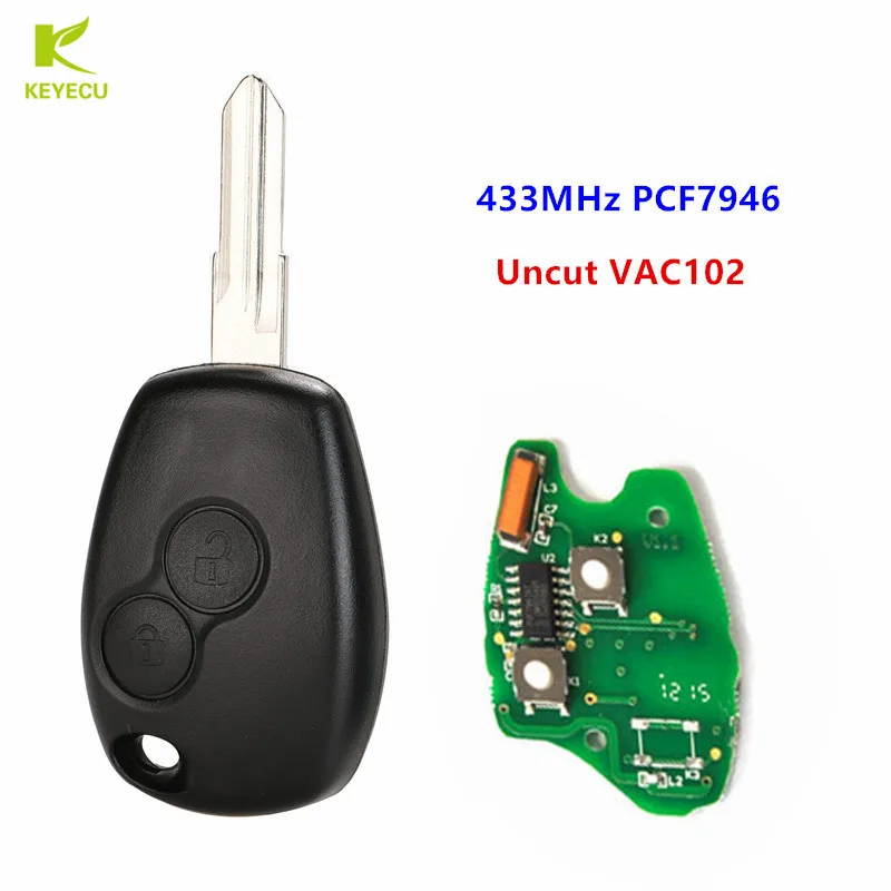 Запасной пульт дистанционного управления KEYECU 2 кнопки Uncut VAC102 433 МГц PCF7946A для LADA