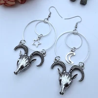 baphomet weight goat hoops earrings gothic witch satan occult alternative jewelry satanic ram skull fashion medieval women gift