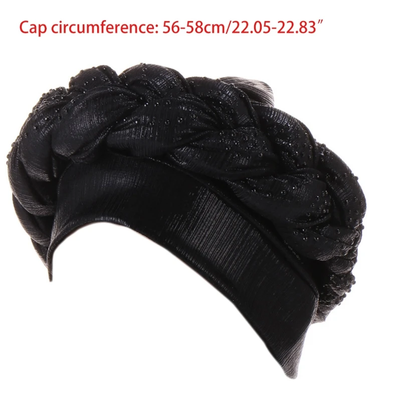 

Africa Style Head Cover Women Turban Twisted Beaded Braid Chemical Cancer Head Scarf Lustrous Hair Care