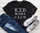 Женская футболка с принтом из чистого хлопка, футболка с коротким рукавом для клуба плохих мам, женские топы, одежда, футболки, 100%