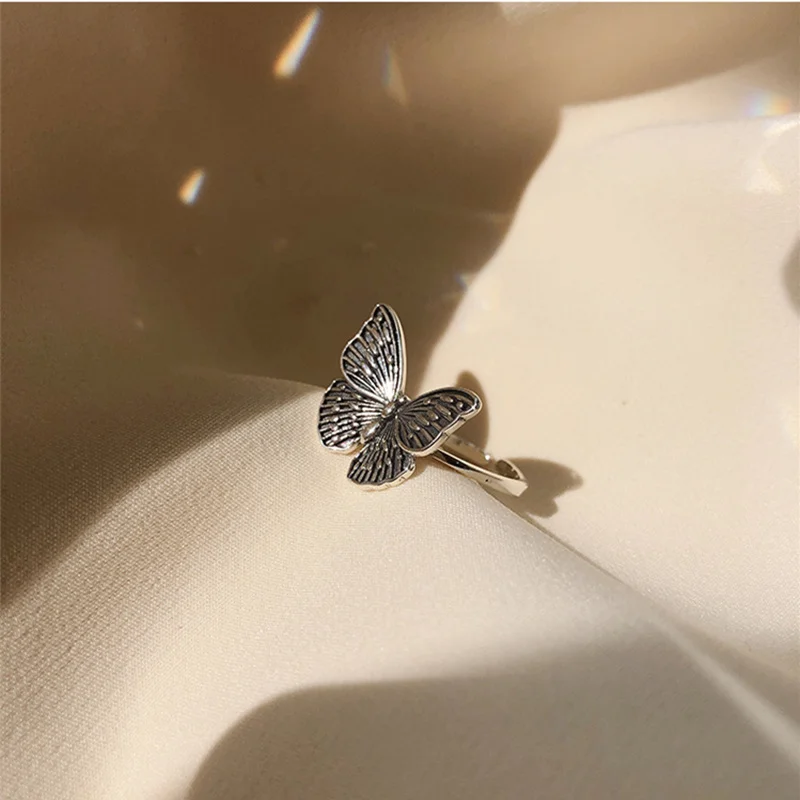Kinitial Винтажное кольцо с бабочкой регулируемого размера уникальный дизайн кольца