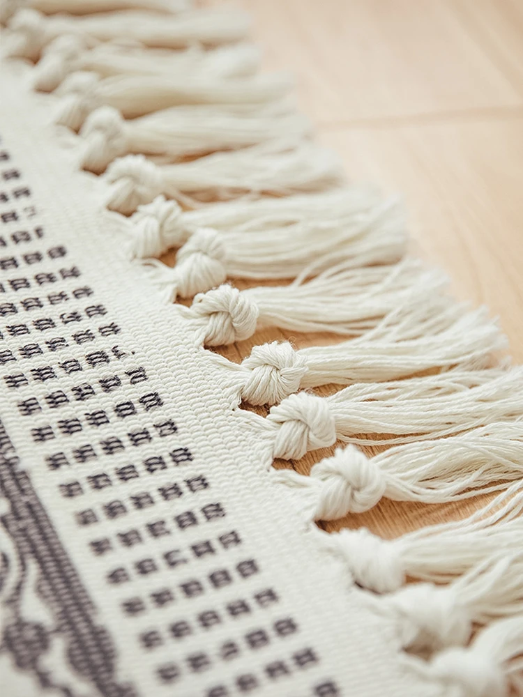 

Morocco Cotton Hand Woven Printed Area Rugs Tufted Tassels with Anti Skid Pad Boho Rug Machine Washable Bath Mat,Doormat Carpet