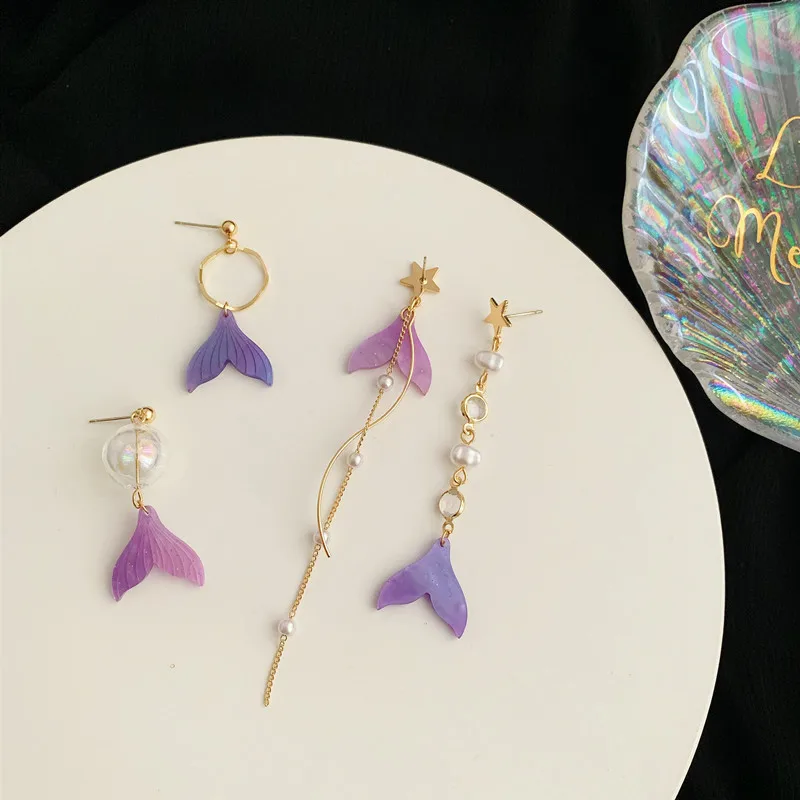 

2020 New Women's Earrings Fashion Delicate Fishtail Star Imitation Pearl Drop Earrings For Women Girl Party Jewelry Wholesale