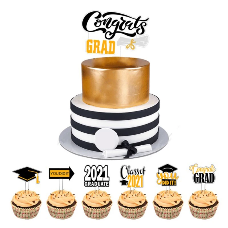 7 шт./компл. выпускная тема торт Топпер декоративный холостяк кепки вставные