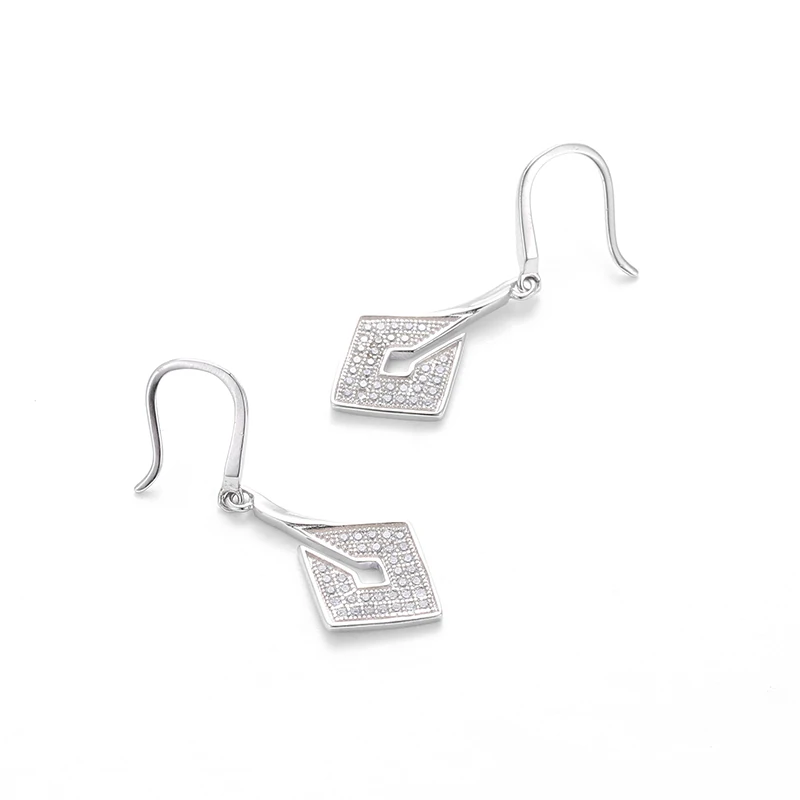 Уникальные женские циркония вымощенный набор ромб длинные Позолоченные