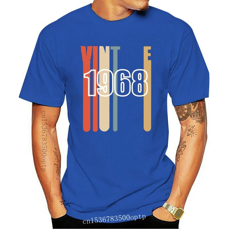 

New Men's T-shirt Men Black Tshirt Birthday Retro Design Vintage 1968 Letter T Shirts For Male Father Day Top Tee Striped Street