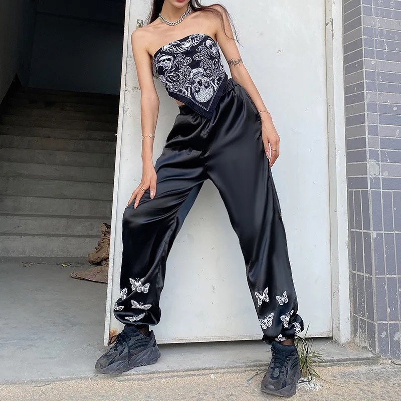 

Women's Jogger Long Pants Fashion High Waist Butterfly Printed Drawstring Hem Loose Casual Sweatpants Streetwear Spring Autumn