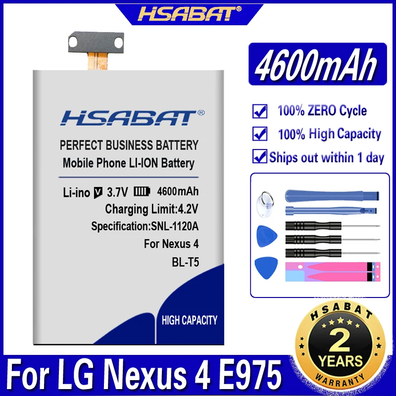 Аккумулятор HSABAT на 4600 мАч для LG Nexus 4 Battery E975 E973 E960 F180 LS970 Optimus G E970|bl-t5 battery|battery forbattery
