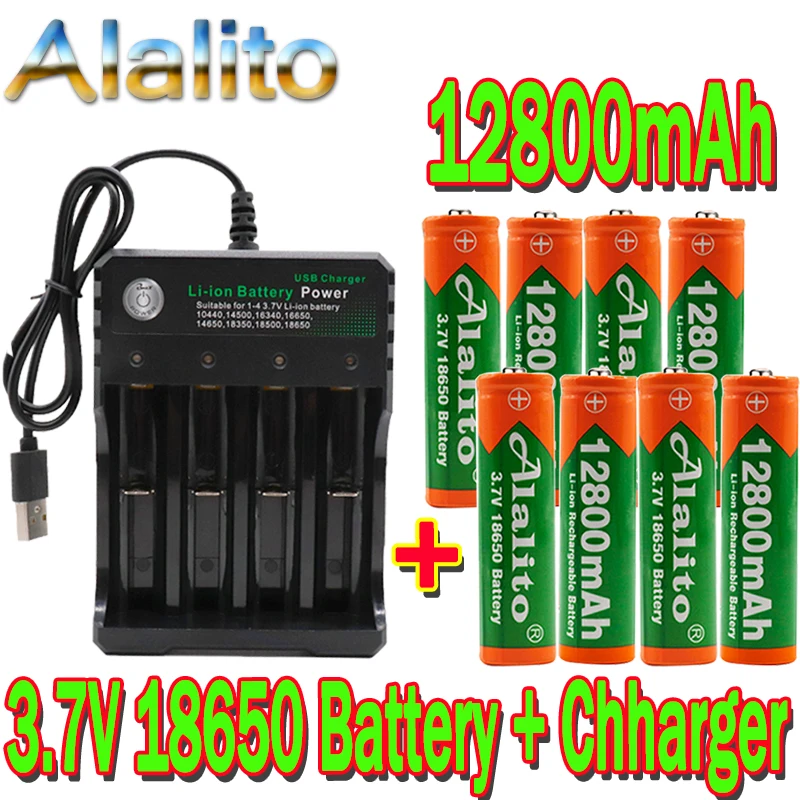 100% новая батарея 18650 3 7 V 12800mAh перезаряжаемая льва для СИД светильник вспышки