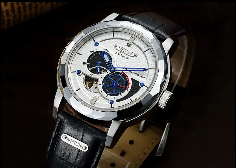 Швейцарские Топ люксовый бренд NESUN Skeleton Tourbillon часы для мужчин автоматические мужские часы 100 м водонепроницаемые спортивные часы relogio N9810-3