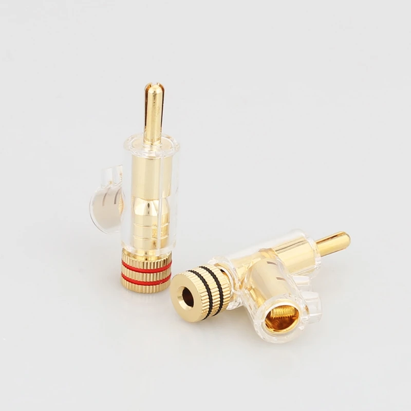 

Q81F Banana Speaker Connector Plugs Gold/Rhodium Plated Brass 4mm Plug Quick Connect Banana Plugs for Speaker Wire