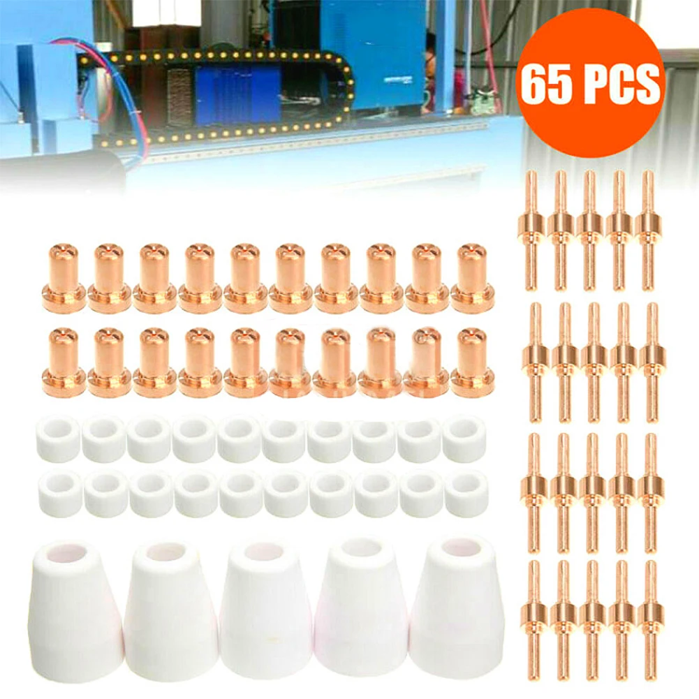 

65Pcs Air Plasma Cutting Tips for LG-40 PT-31 Cutter Consumables CUT-40 CUT-50 Swirling Rings Electrode Shield Cups In Stock