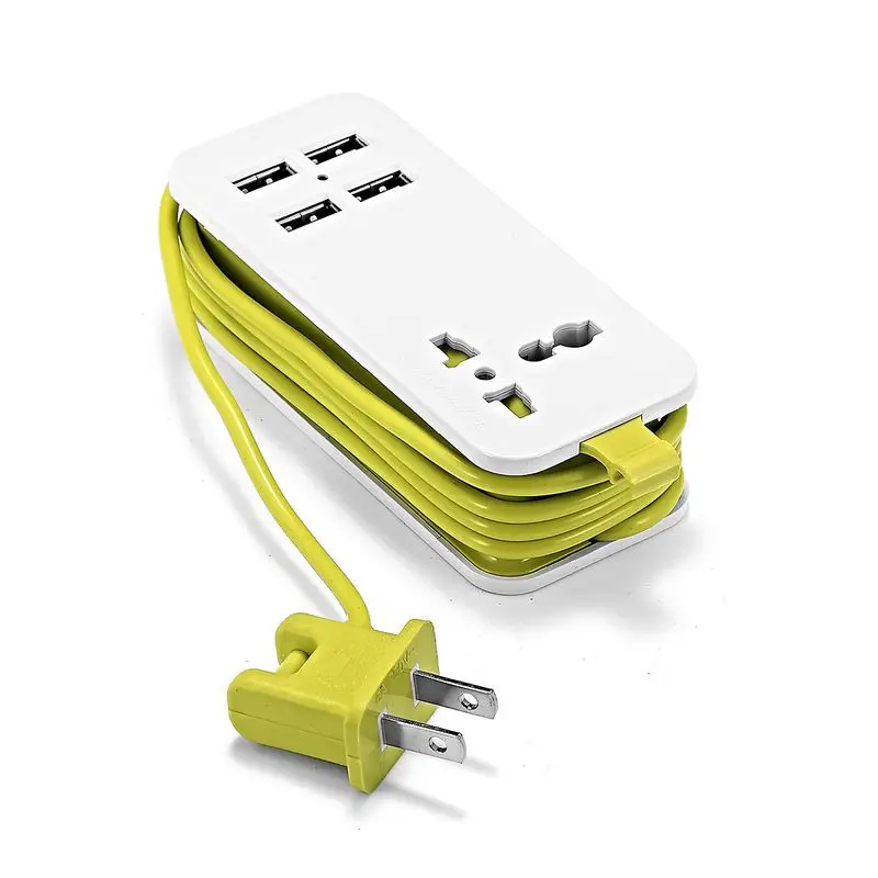 США блок питания с 4 USB портативным удлинительным гнездом синий белый цвета тип