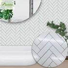 Funlife футболкаБелая плитка в елочку, наклейка на плитку, маслостойкие обои для ванной, съемный декоративный кухонный фартук
