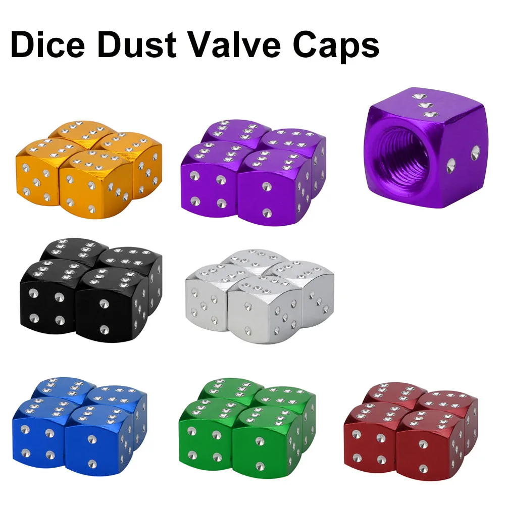 

12*12*12mm 4Pc Dice Dust Valve Caps Car Motorcycles Electric Cars 80's Novelty Fun Retro Tire Cap for all kinds of car