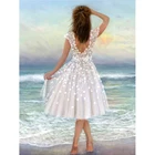 Круглый DIY 5D алмазная вышивка полный квадратный пляж красота мозаика Стразы Приморский крест наперсток для танцев украшение дома